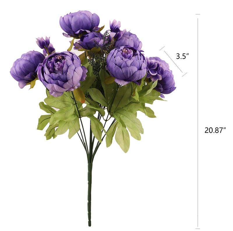 Duovlo Artificial Peony Silk Flowers Fake Flowers Vintage Wedding Home Decoration,Pack of 1 (Medium Purple) - Image 2